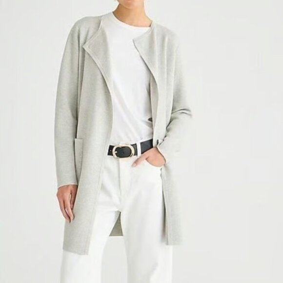 NWT J.Crew Juliette in Heather Dove Gray Collarless Open Sweater Blazer XXS 2XS - Picture 4 of 4